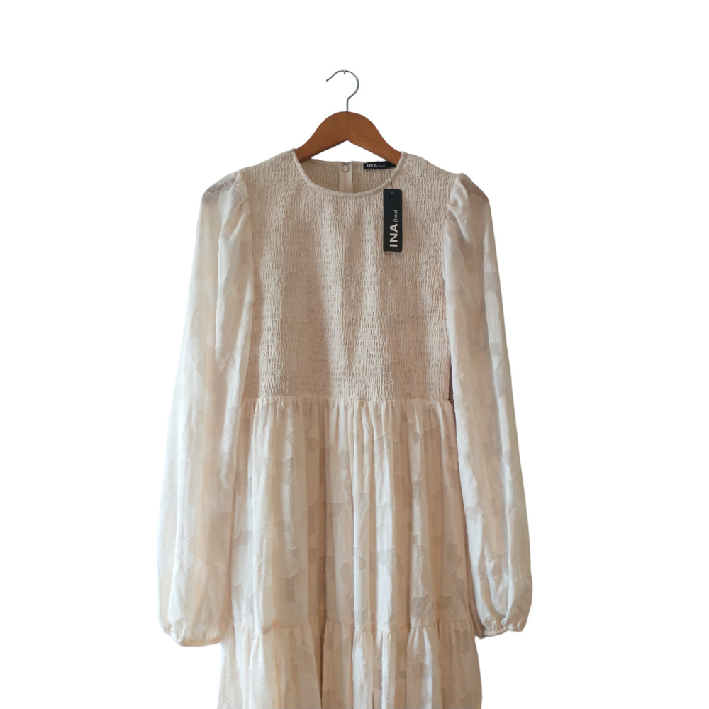 INA Cream Maxi Dress Small NEW Boho SPRING Cottagecore Prariecore Beautiful